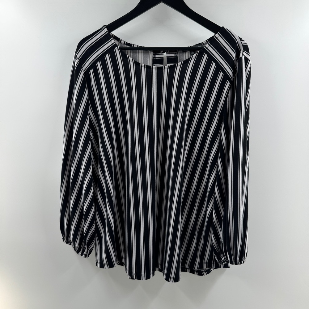 Adrianna Papell Black and White Long Sleeve Top Size XL Business Casual - Picture 1 of 6
